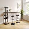 Flash Furniture Jura Metal Bar and Wine Table w/2 Slanted Shelves for Bottle Storage and Hanging Glass, Black Frame NAN-F-HY-B23102-BLKWLN-GG